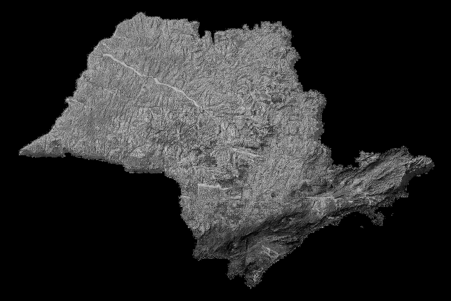 Relief map of São Paulo state